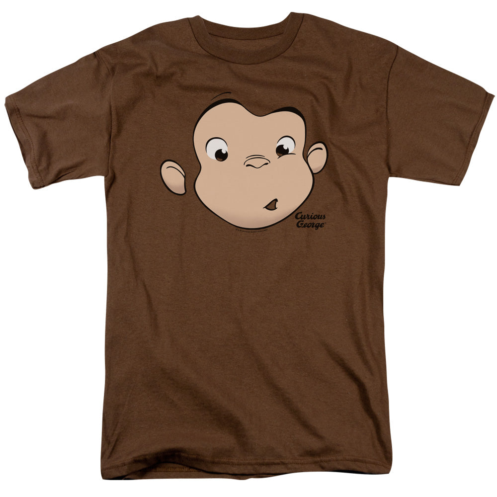Curious George - George Face - Short Sleeve Adult 18/1 - Coffee - Sm - Coffee T-shirt