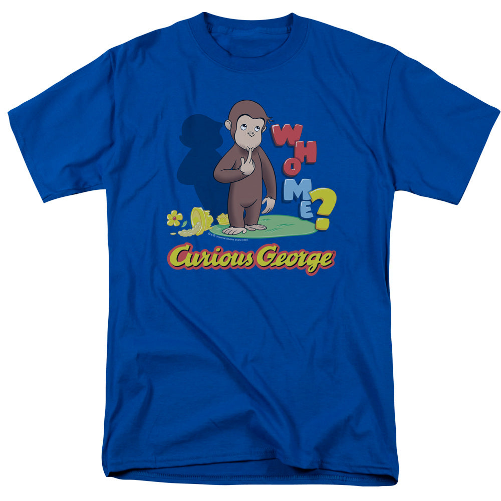Curious George - Who Me - Short Sleeve Adult 18/1 - Royal Blue - Sm - Royal Blue T-shirt