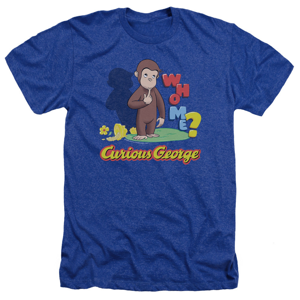 Curious George - Who Me - Adult Heather - Royal Blue - Sm - Royal Blue