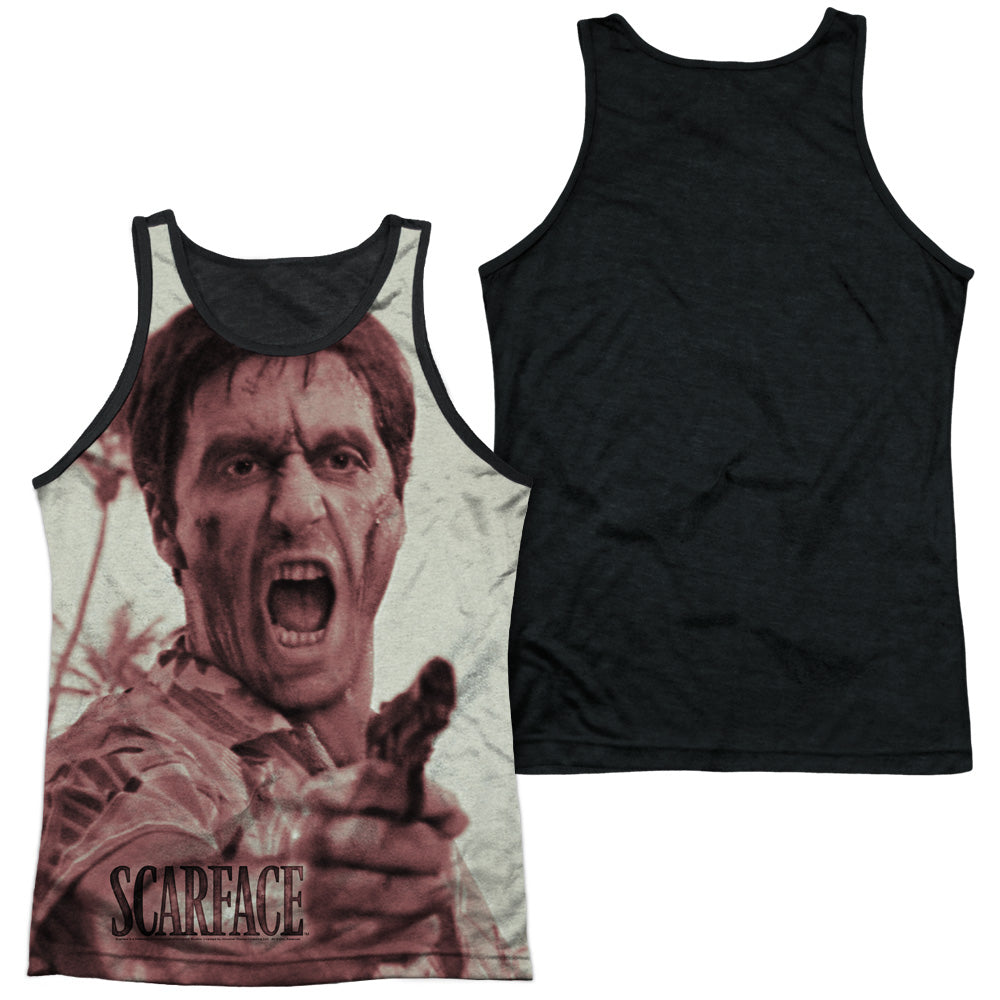 Scarface - War Cry - Adult Poly Tank Top Black Back - White