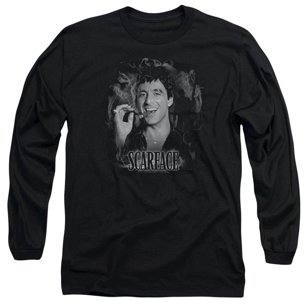 Scarface - Smokey Scar - Long Sleeve Adult 18/1 - Black T-shirt