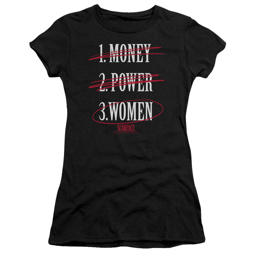 Scarface - Money Power Women - Short Sleeve Junior Sheer - Black T-shirt