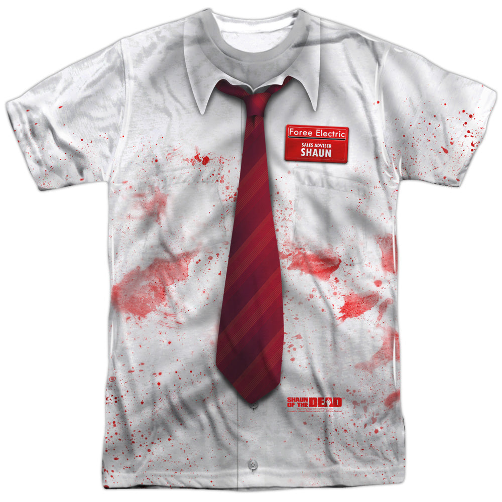 Shaun Of The Dead - Bloody Shirt - Short Sleeve Adult 100% Poly Crew - White T-shirt