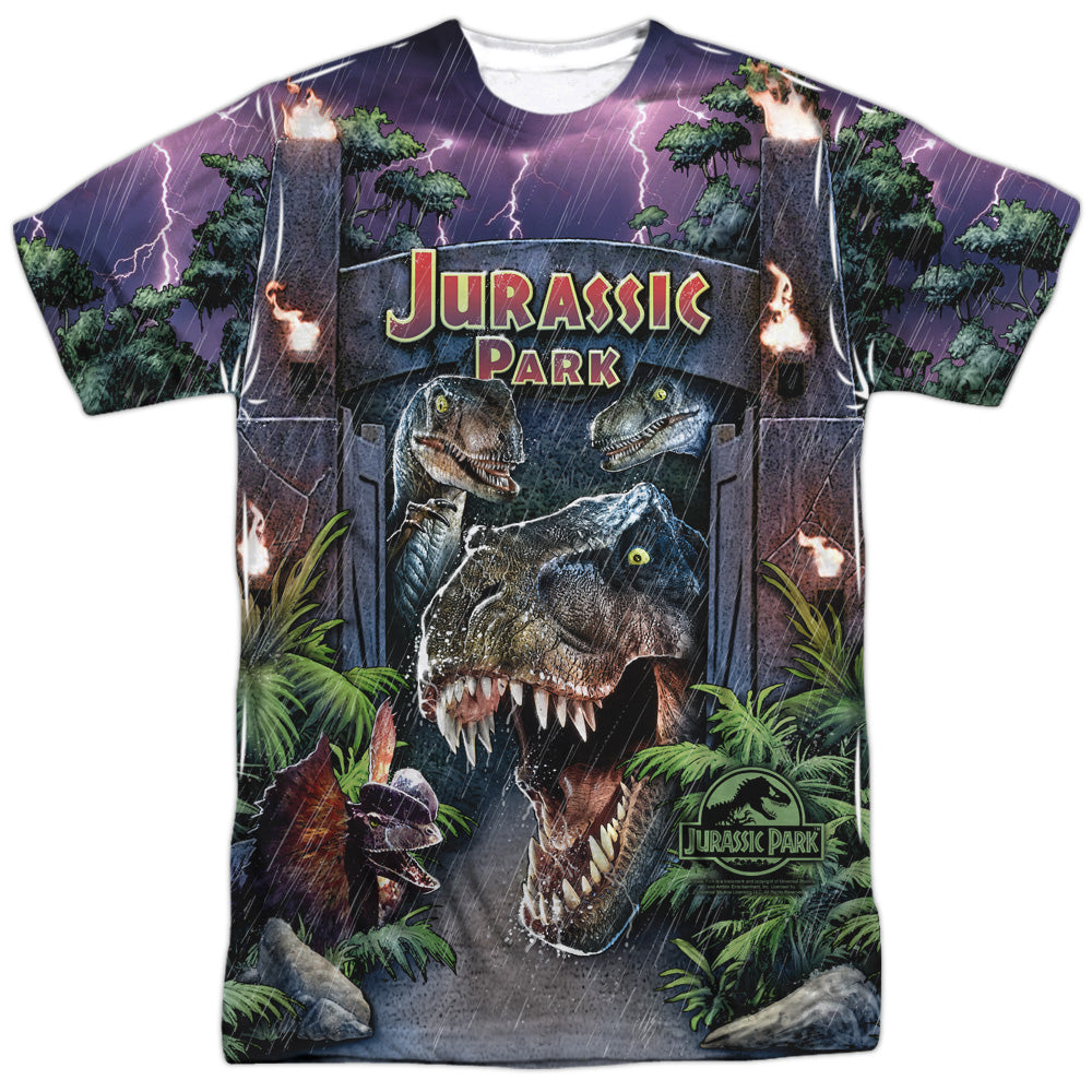 Jurassic Park - Welcome To The Park - Short Sleeve Adult Poly Crew - White T-shirt