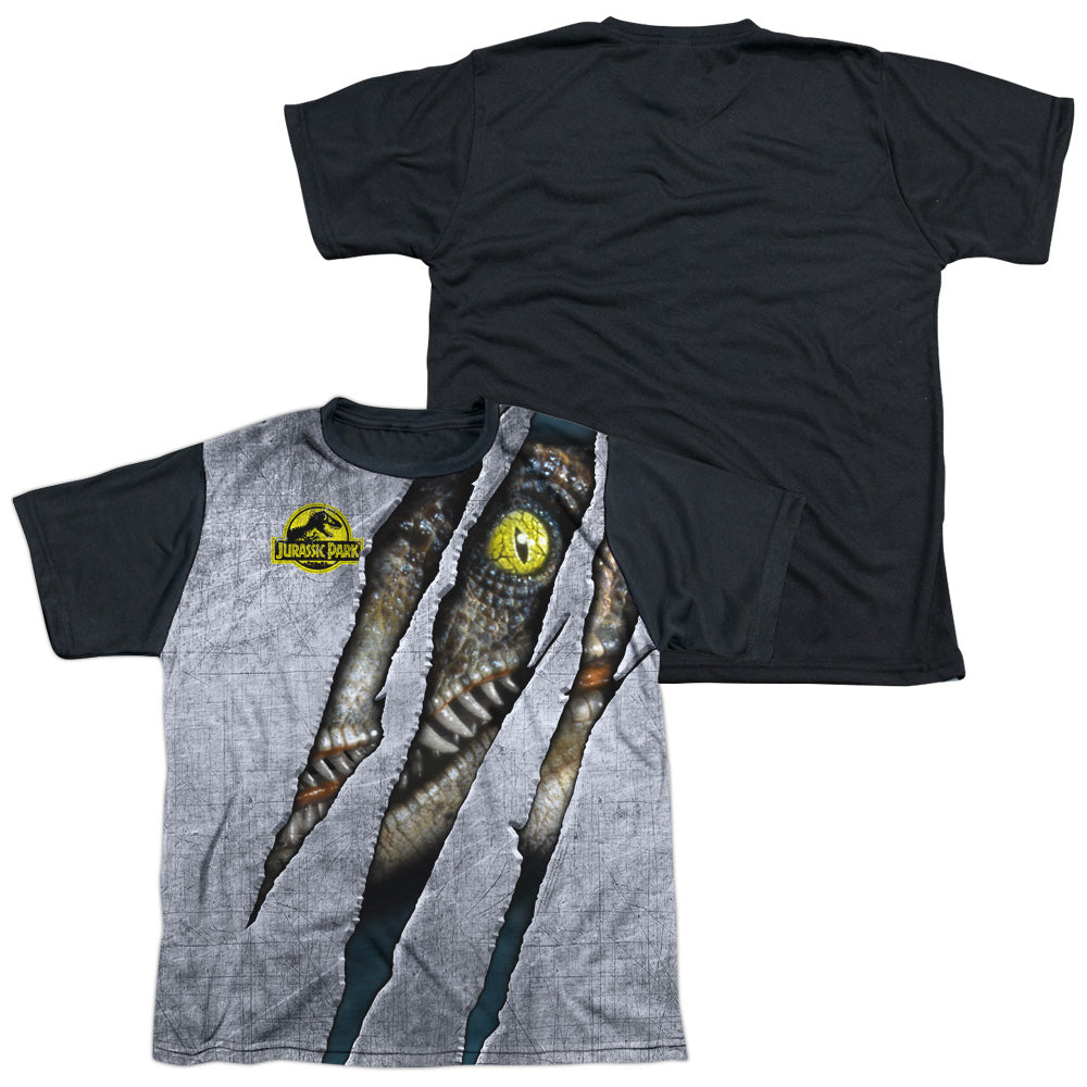 Jurassic Park - Live Raptro - Short Sleeve Youth White Front Black Back - White T-shirt