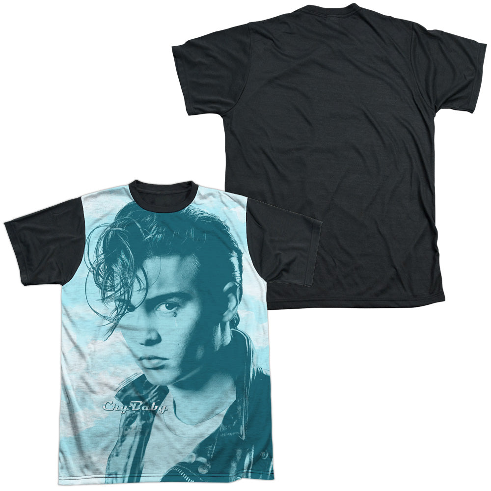 Cry Baby - Crying Cloud - Short Sleeve Adult White Front Black Back - White T-shirt