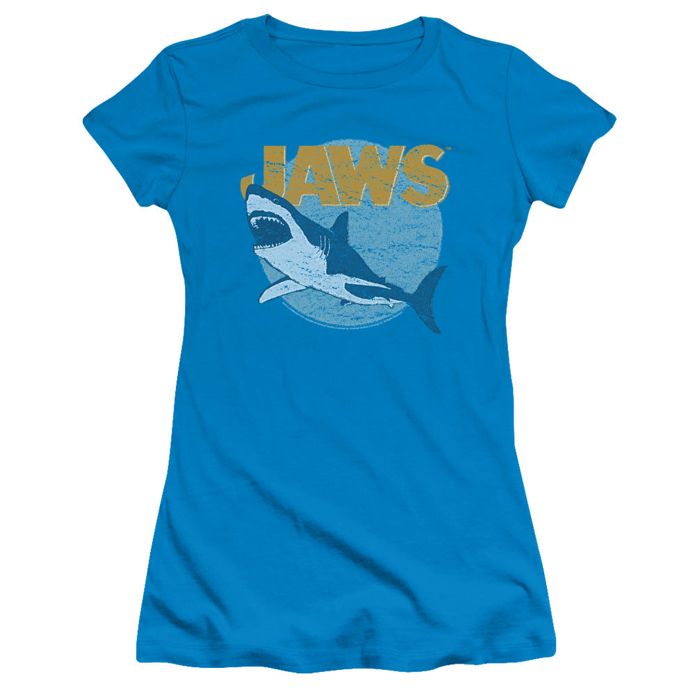 Jaws - Day Glow - Short Sleeve Junior Sheer - Turquoise T-shirt