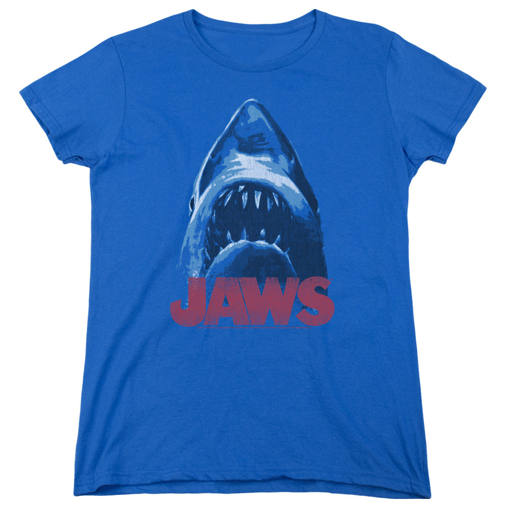 Jaws - From Below - Short Sleeve Womens Tee - Royal Blue T-shirt