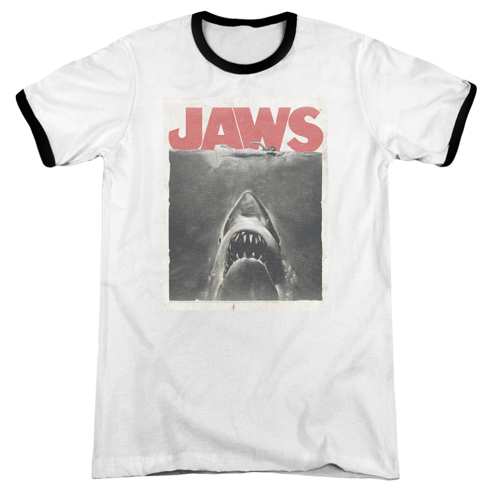 Jaws - Classic Fear - Adult Ringer - White/black