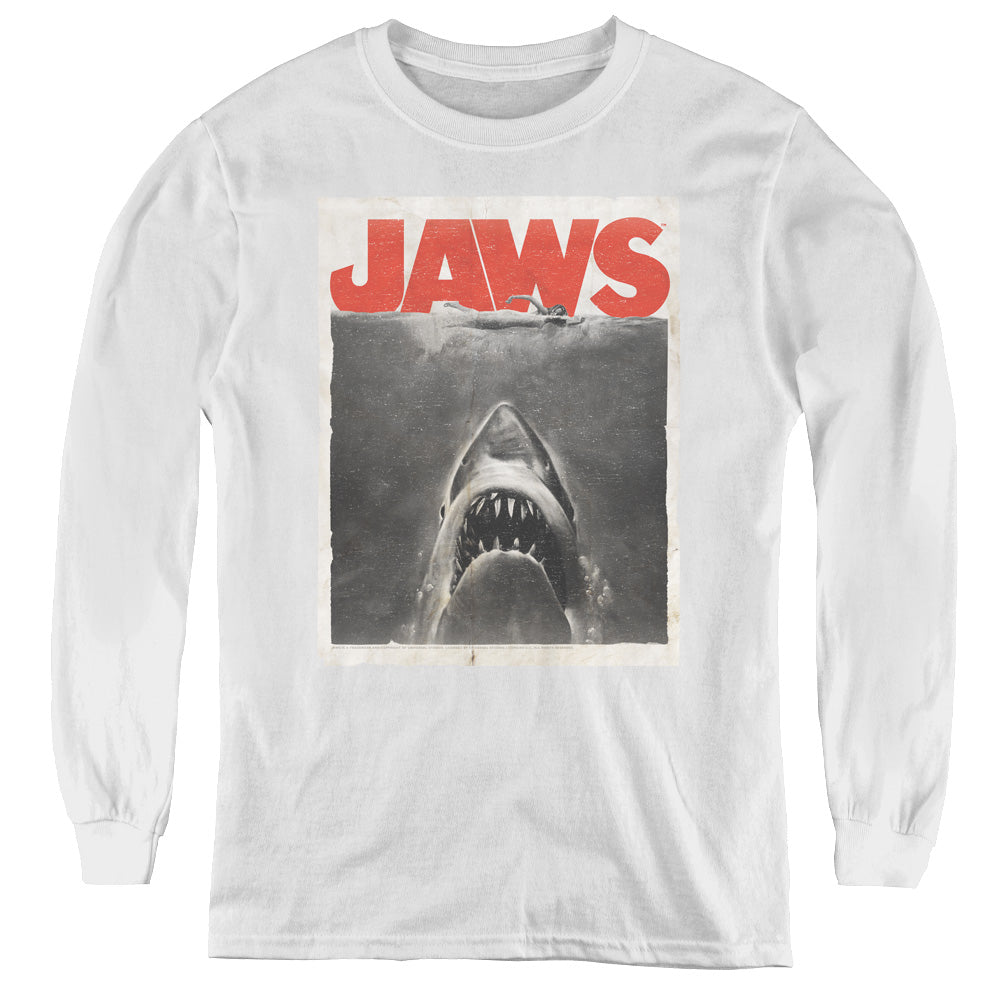 Jaws - Classic Fear - Youth Long Sleeve Tee - White