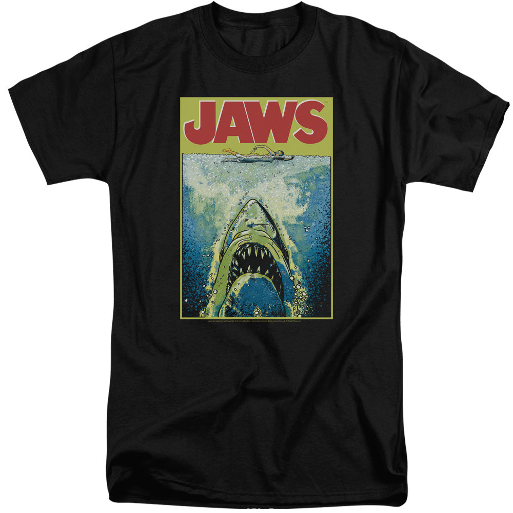 Jaws - Bright Jaws - Short Sleeve Adult Tall - Black T-shirt