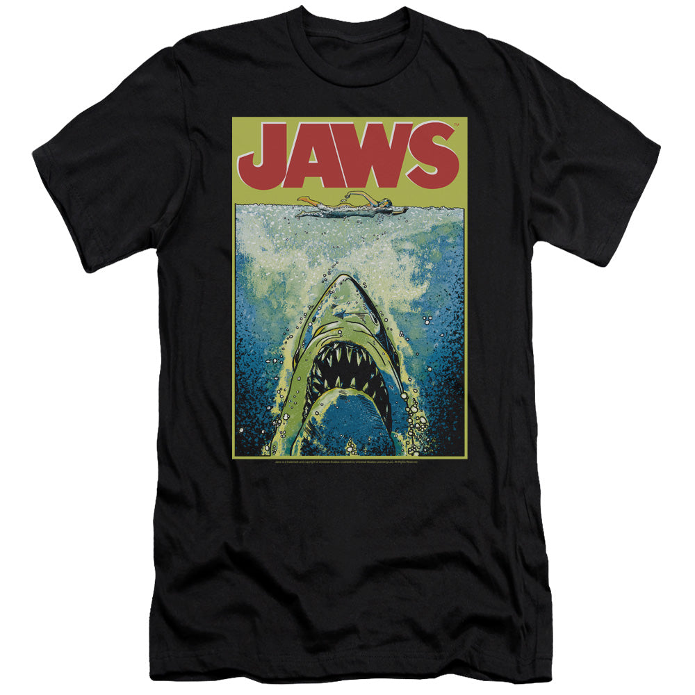 Jaws - Bright Jaws - Short Sleeve Adult 30/1 - Black T-shirt