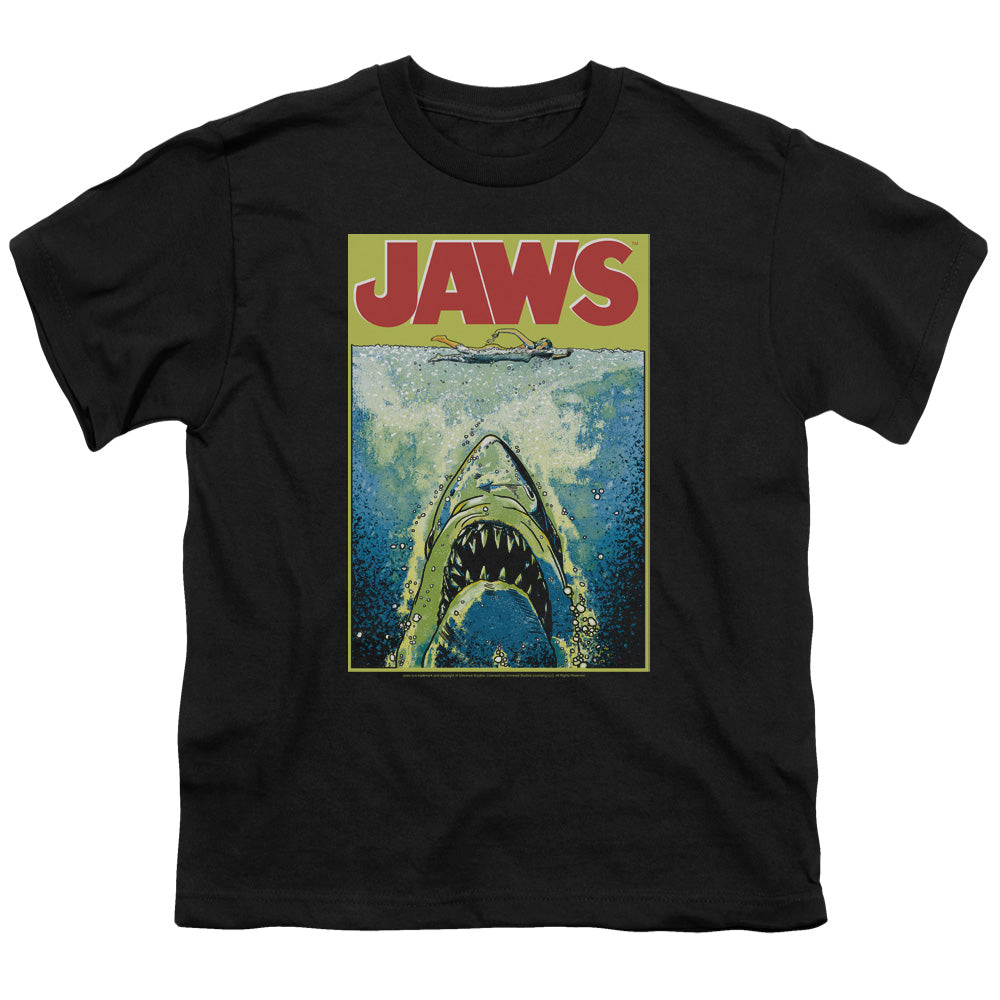 Jaws - Bright Jaws - Short Sleeve Youth 18/1 - Black T-shirt