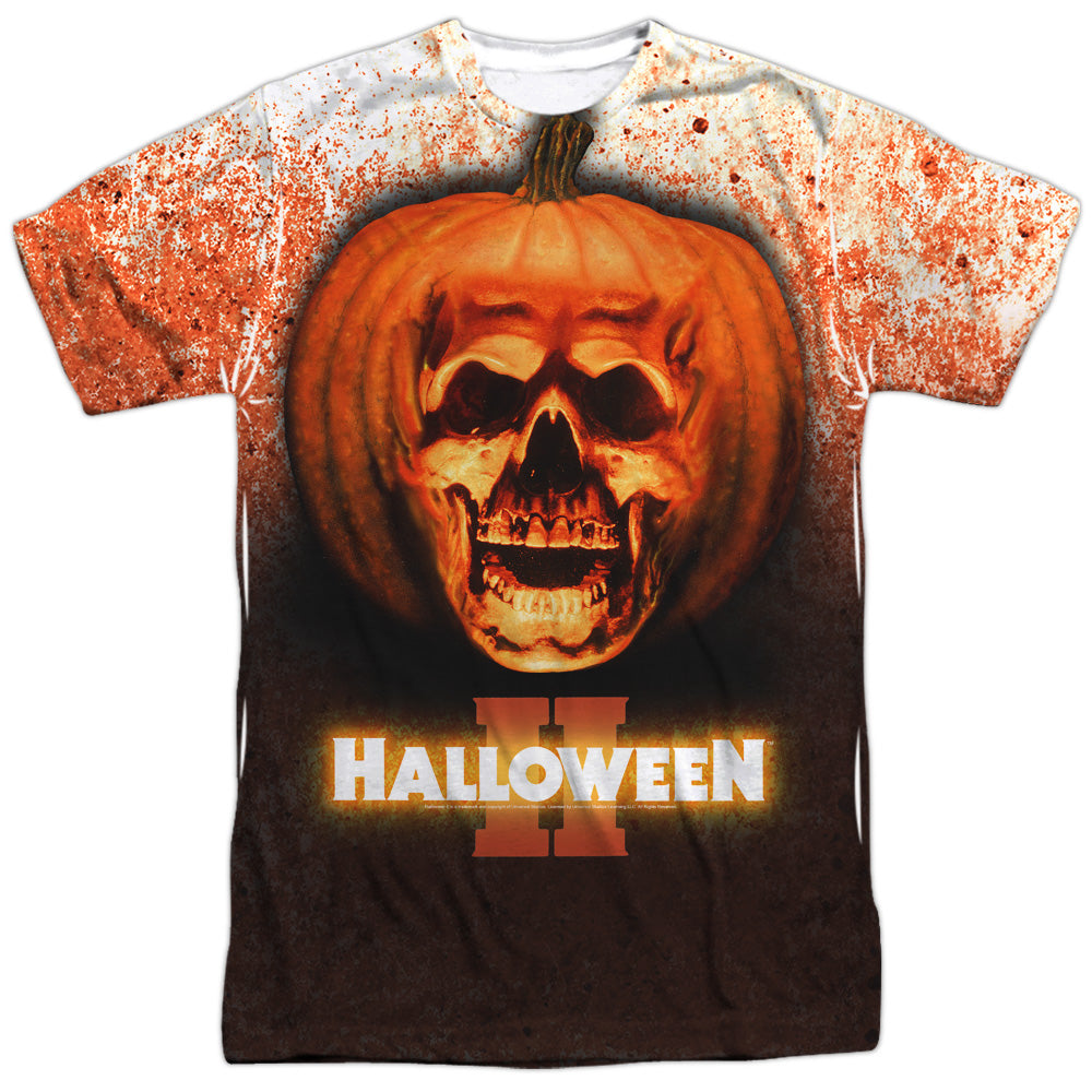 Halloween Ii - Pumpkin Skull - Short Sleeve Adult 100% Poly Crew - White - Sm - White T-shirt