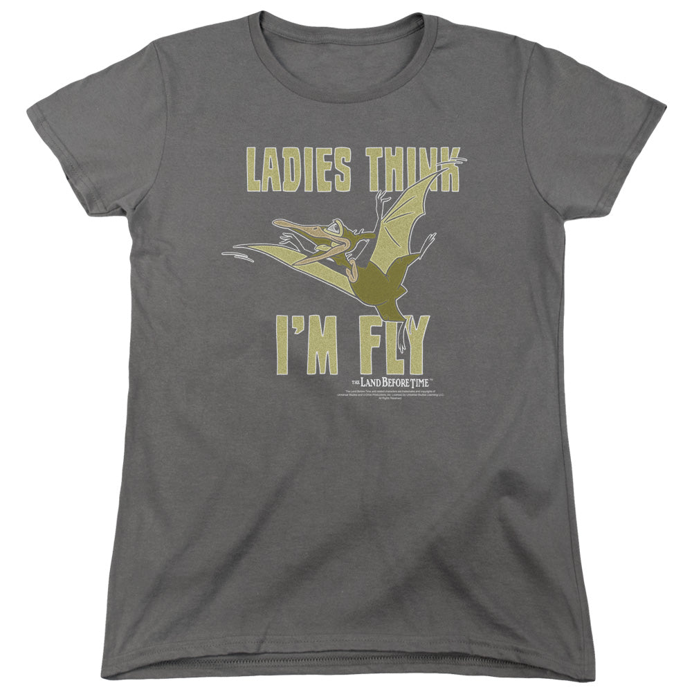 Land Before Time - Im Fly - Short Sleeve Womens Tee - Charcoal T-shirt