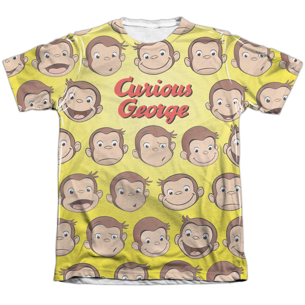 Curious George - Curious Faces - Adult 65/35 Poly/cotton Short Sleeve Tee - White - Sm - White T-shirt