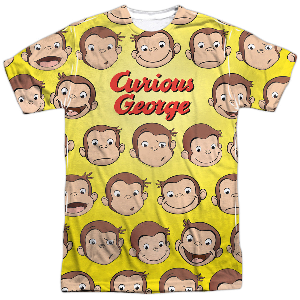 Curious George - Curious Faces - Short Sleeve Adult 100% Poly Crew - White - Sm - White T-shirt