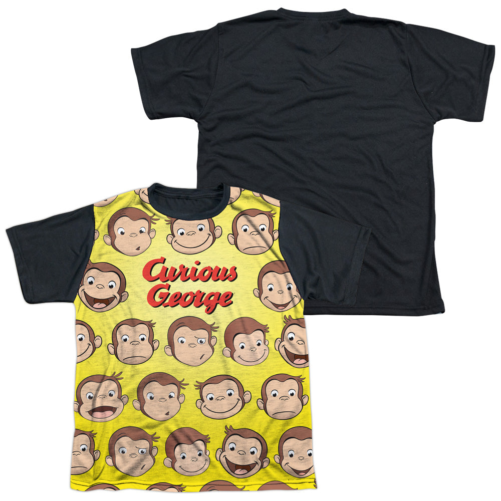Curious George - Curious Faces - Short Sleeve Youth White Front Black Back - White T-shirt