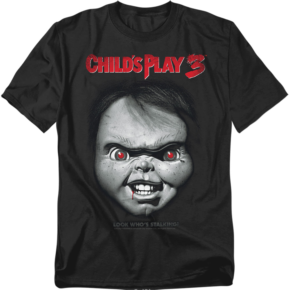 Childs Play 3 - Face Poster - Short Sleeve Adult 18/1 - Black - Sm - Black T-shirt