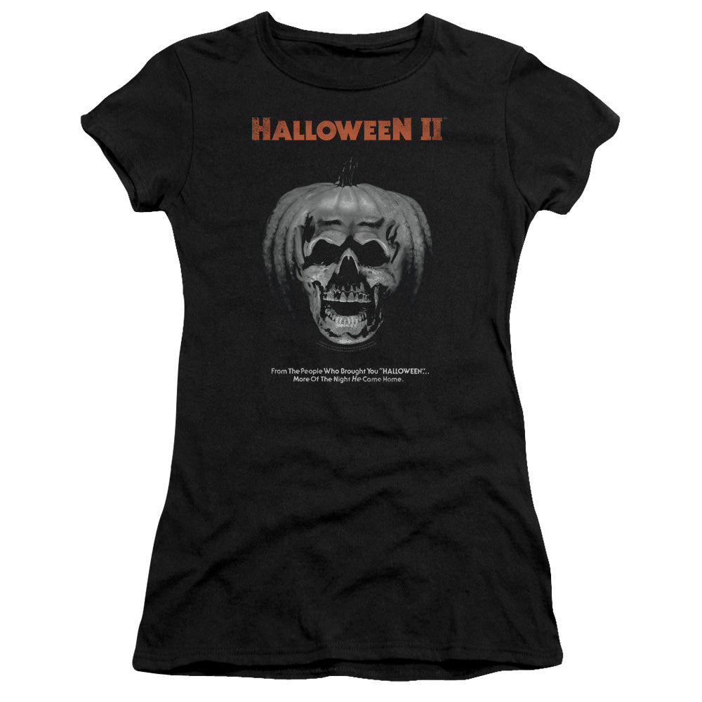 Halloween Ii - Pumpkin Poster - Short Sleeve Junior Sheer - Black - Sm - Black T-shirt
