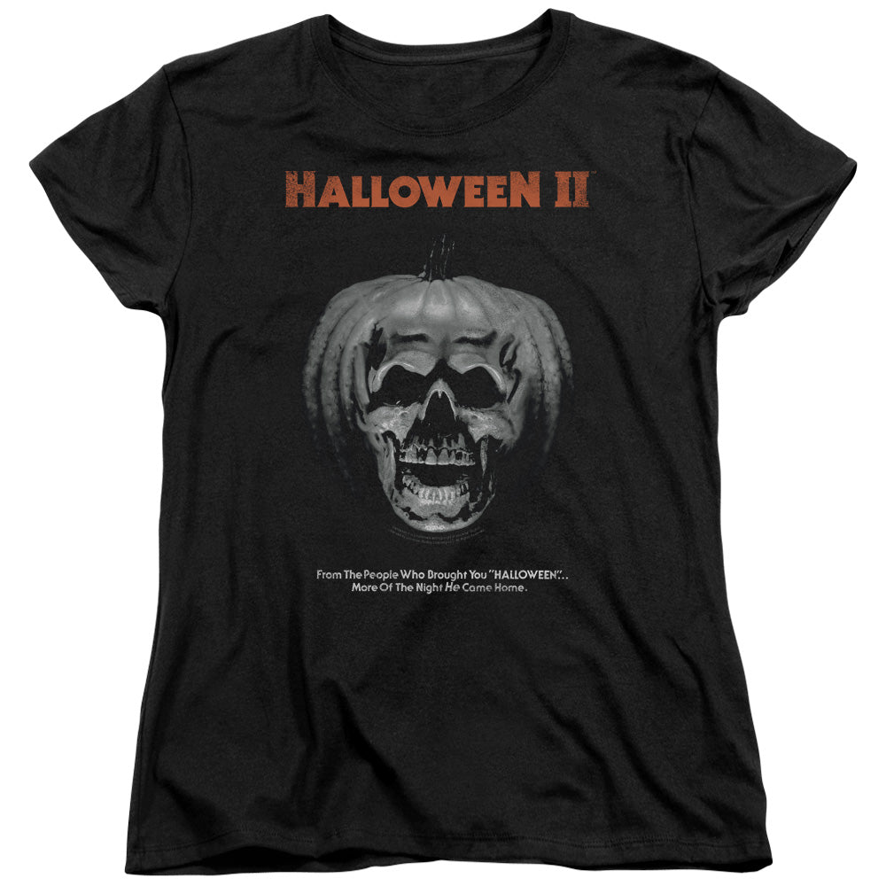 Halloween Ii - Pumpkin Poster - Short Sleeve Womens Tee - Black - Sm - Black T-shirt