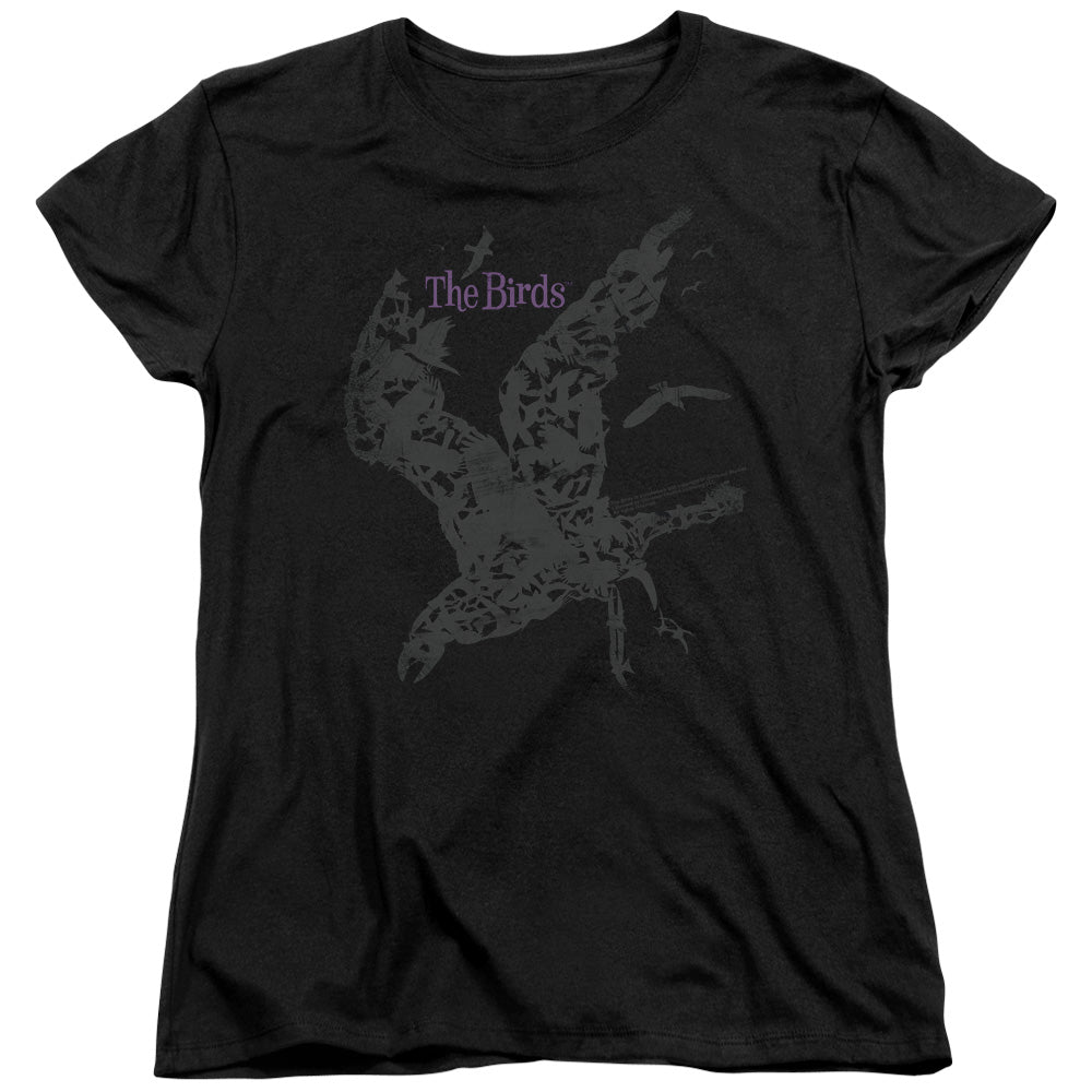 Birds - Poster - Short Sleeve Womens Tee - Black - Sm - Black T-shirt