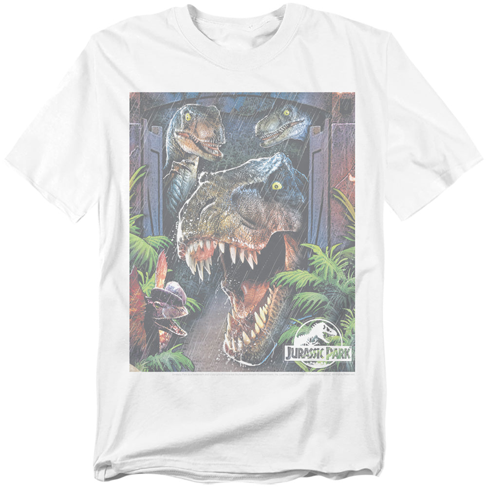 Jurassic Park - Giant Door - Short Sleeve Adult 18/1 - White T-shirt