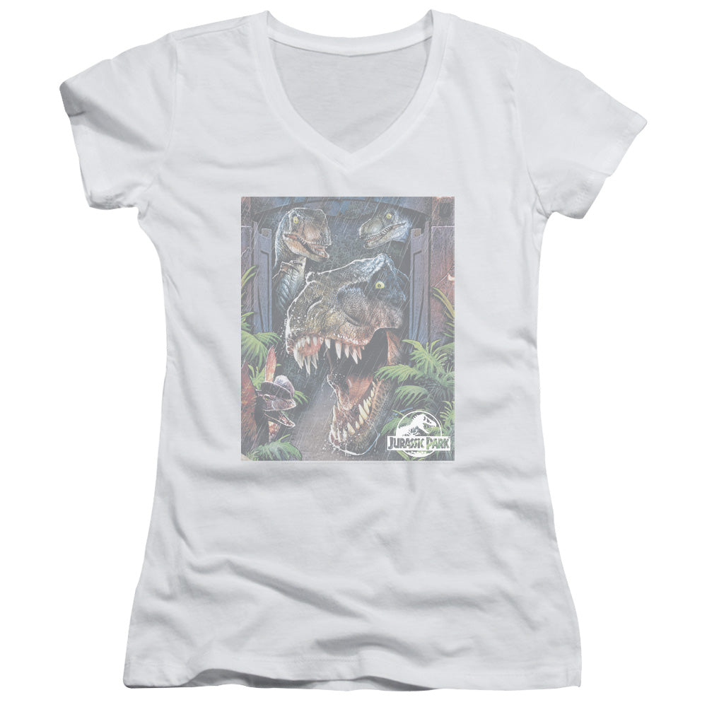 Jurassic Park - Giant Door-junior V-neck - White