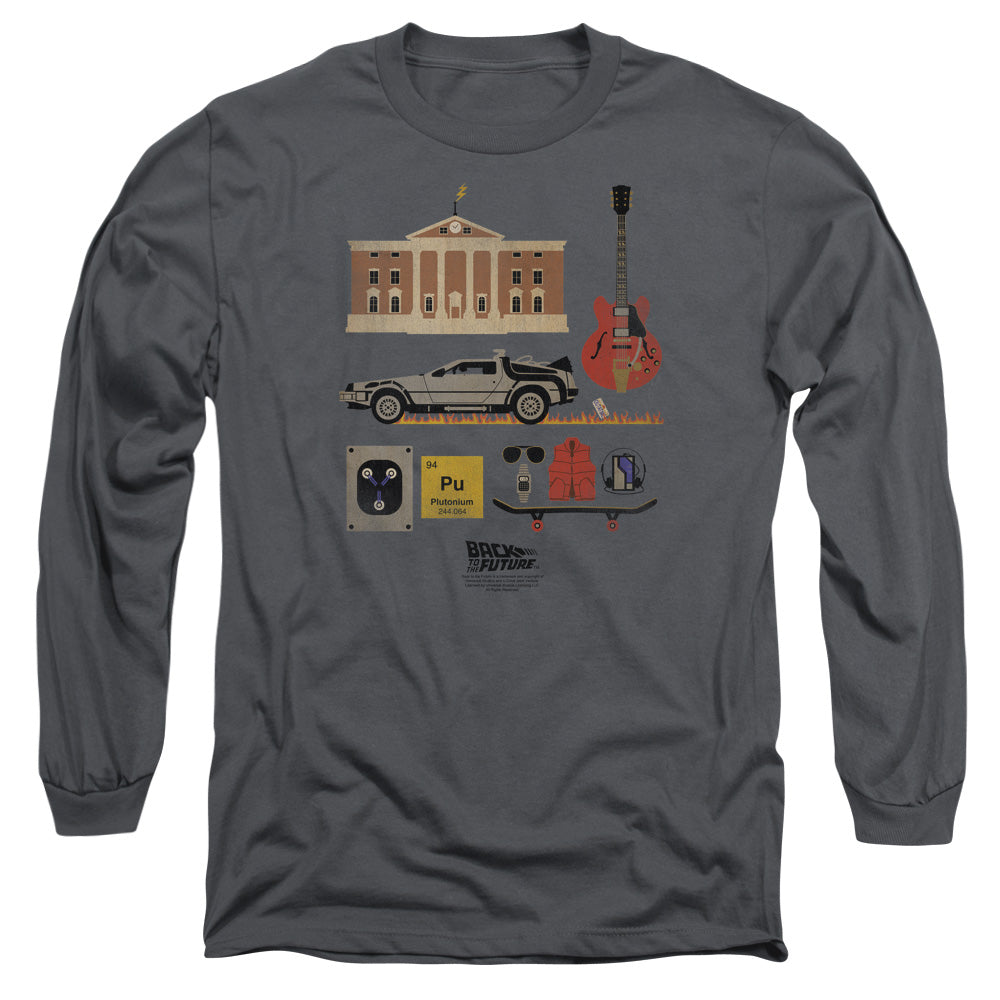 Back To The Future - Items - Long Sleeve Adult 18/1 - Charcoal - Sm - Charcoal T-shirt