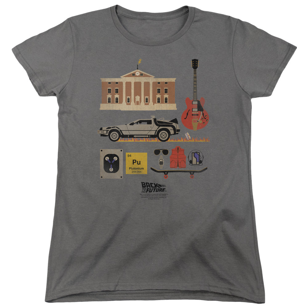 Back To The Future - Items - Short Sleeve Womens Tee - Charcoal T-shirt