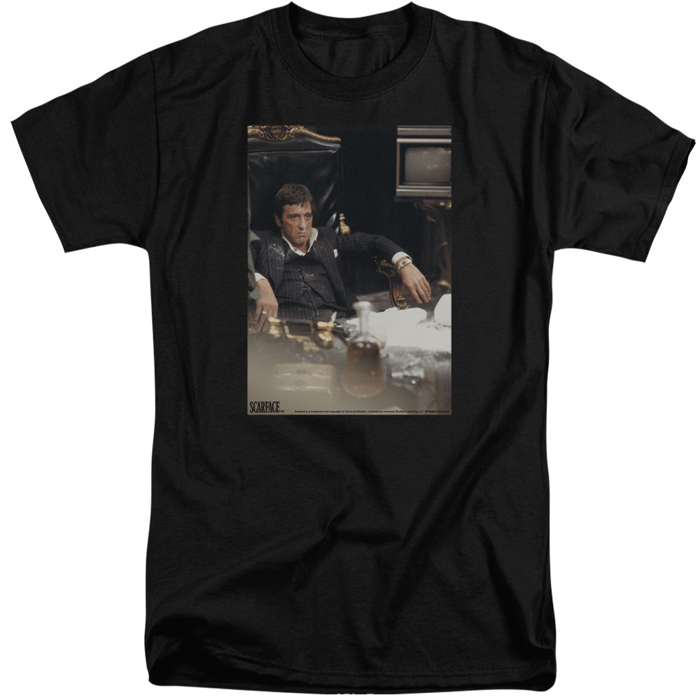 Scarface - Sit Back - Short Sleeve Adult Tall - Black T-shirt