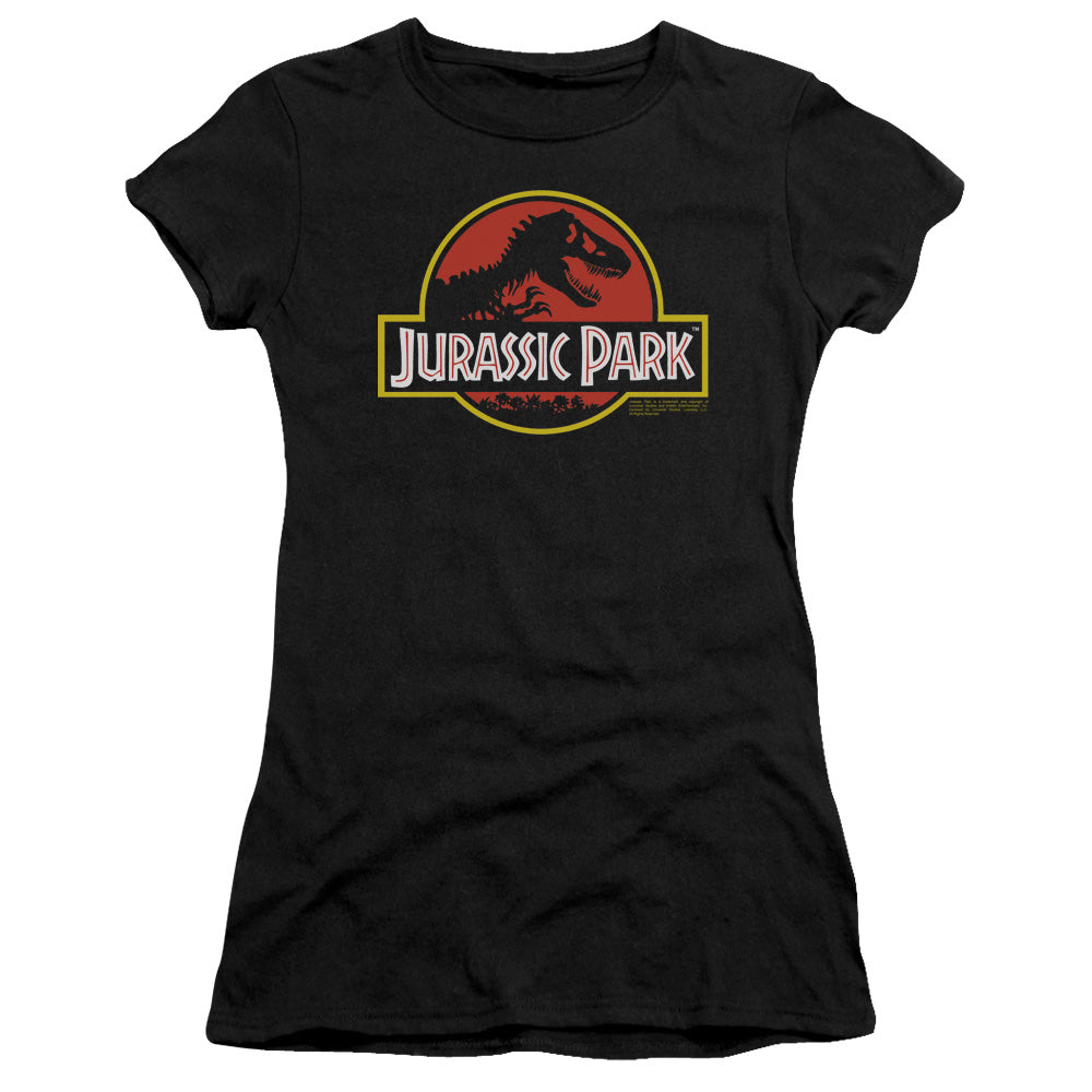 Jurassic Park - Classic Logo - Short Sleeve Junior Sheer - Black T-shirt