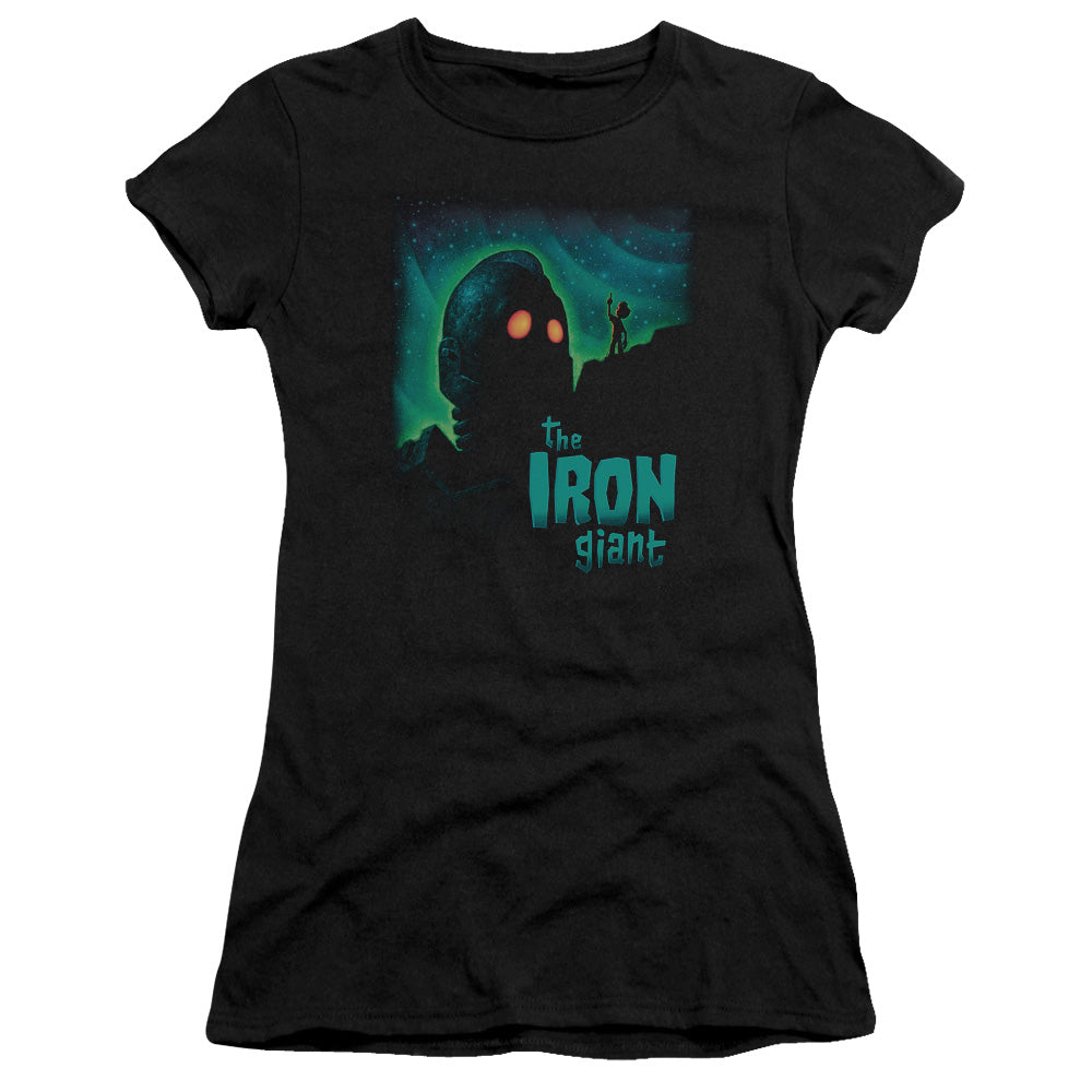 Iron Giant - Look To The Stars - Short Sleeve Junior Sheer - Black T-shirt