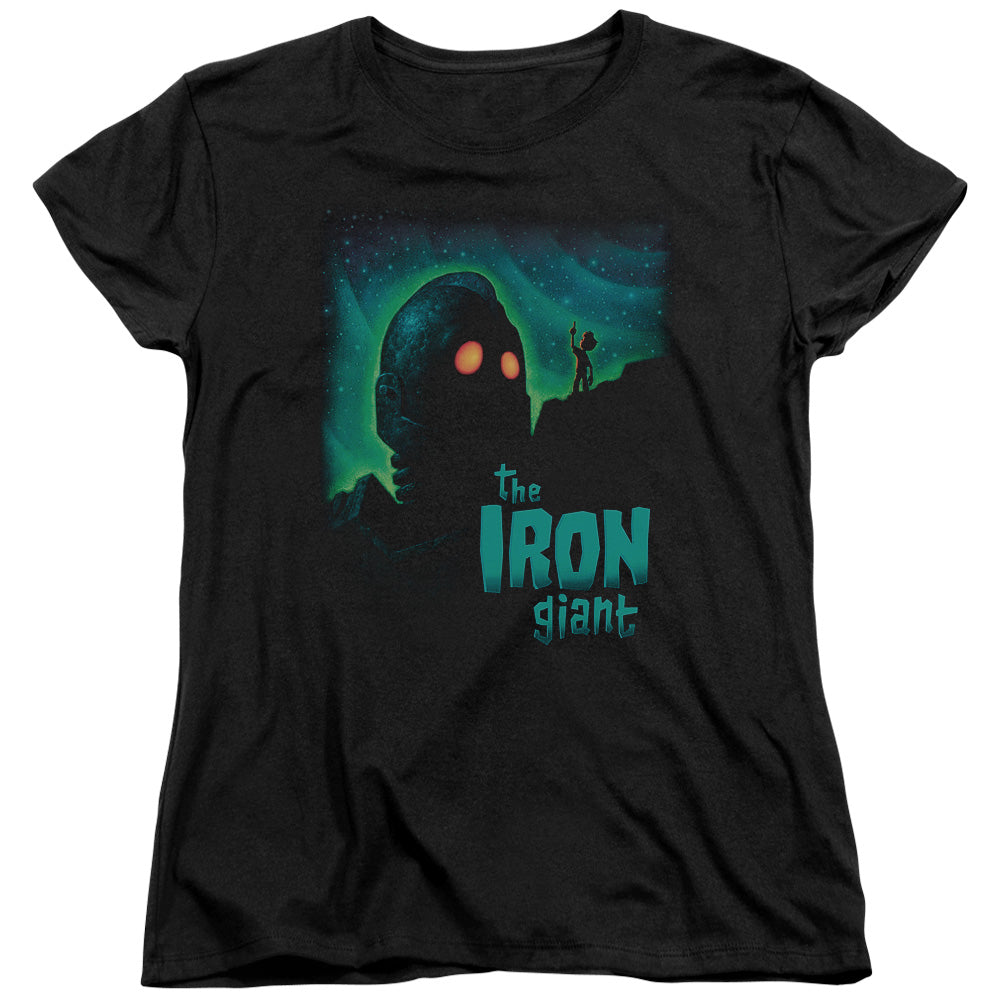 Iron Giant - Look To The Stars - Short Sleeve Womens Tee - Black T-shirt