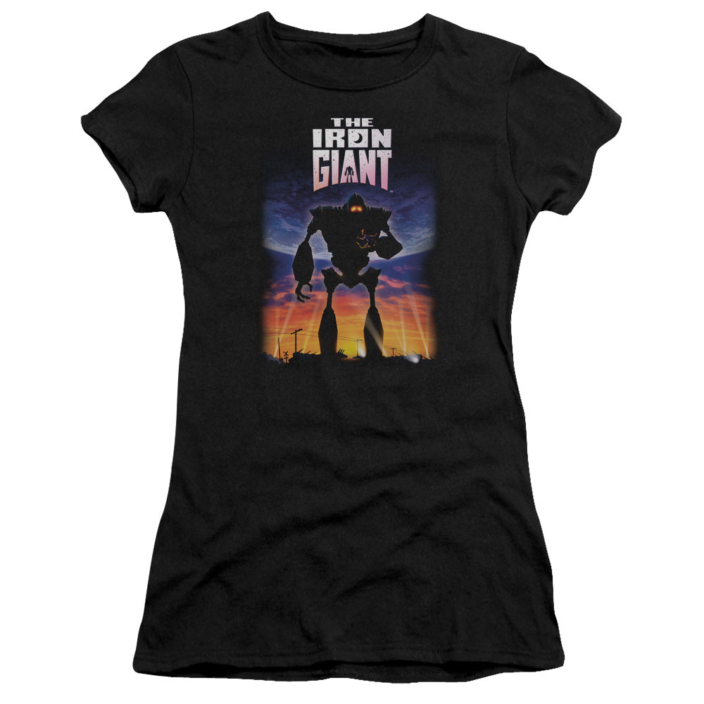 Iron Giant - Poster - Short Sleeve Junior Sheer - Black T-shirt