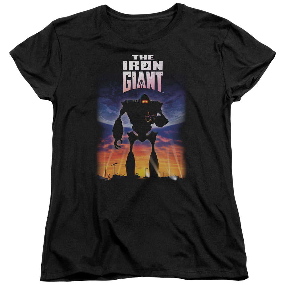 Iron Giant - Poster - Short Sleeve Womens Tee - Black T-shirt