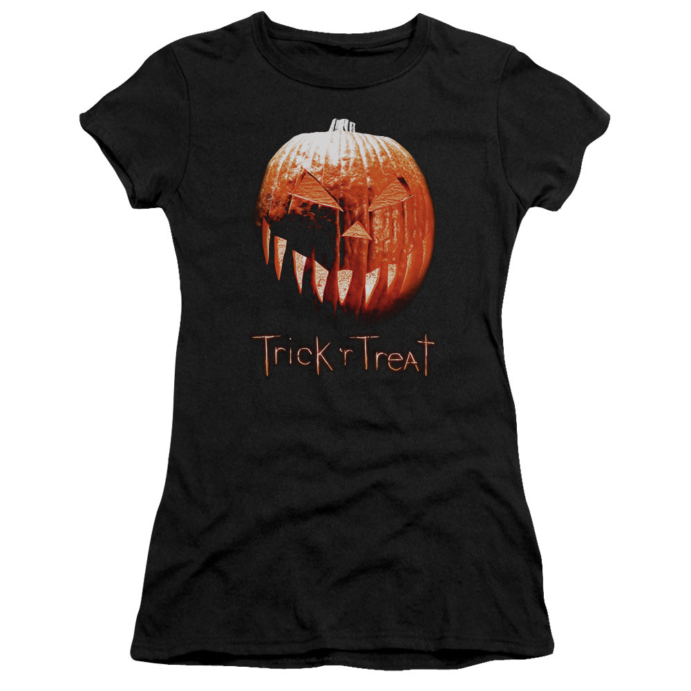 Trick R Treat - Pumpkin - Short Sleeve Junior Sheer - Black T-shirt