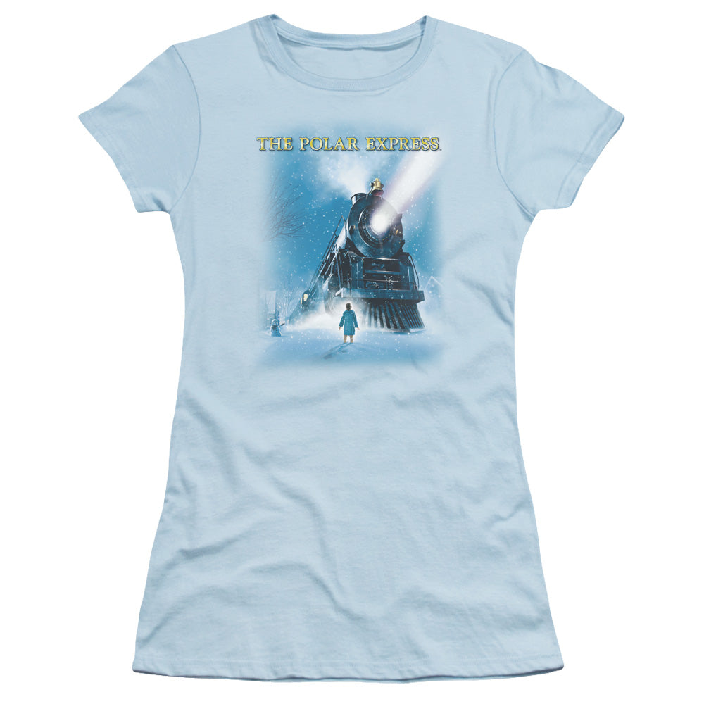 Polar Express - Big Train - Short Sleeve Junior Sheer - Light Blue T-shirt