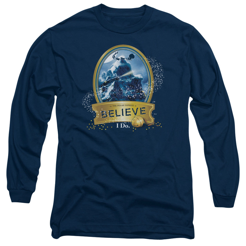 Polar Express - True Believer - Long Sleeve Adult 18/1 - Navy T-shirt