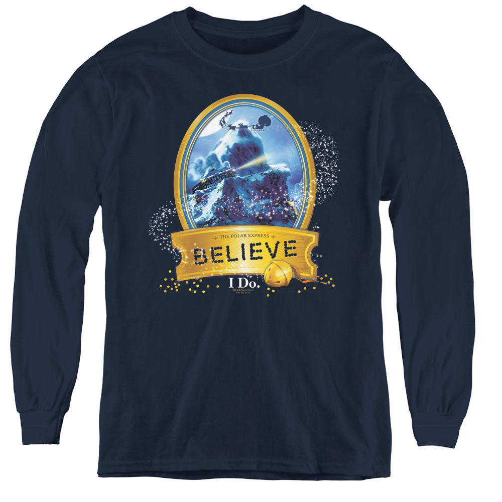 Polar Express - True Believer - Youth Long Sleeve Tee - Navy