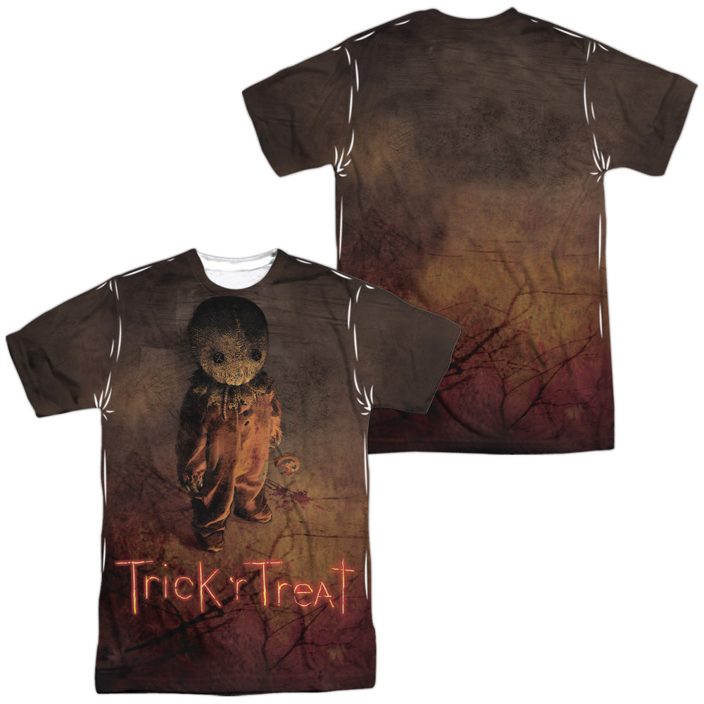 Trick R Treat - Trick Poster (Front/back Print) - Short Sleeve Adult 100% Poly Crew - White T-shirt
