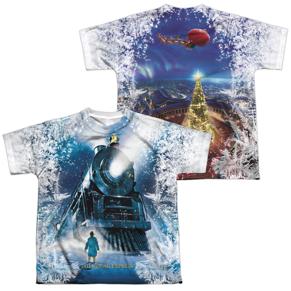 Polar Express - Journey (Front/back Print) - Short Sleeve Youth Poly Crew - White T-shirt