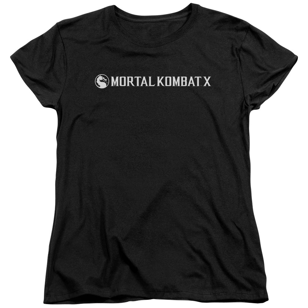 Mortal Kombat X - Horizontal Logo - Short Sleeve Womens Tee - Black T-shirt