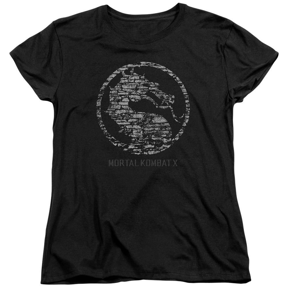 Mortal Kombat X - Stone Seal - Short Sleeve Womens Tee - Black T-shirt