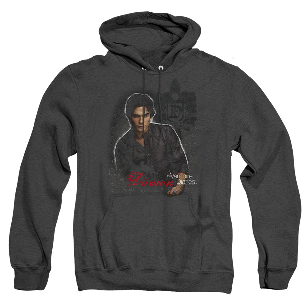 Vampire Diaries - Damon - Adult Heather Hoodie - Black
