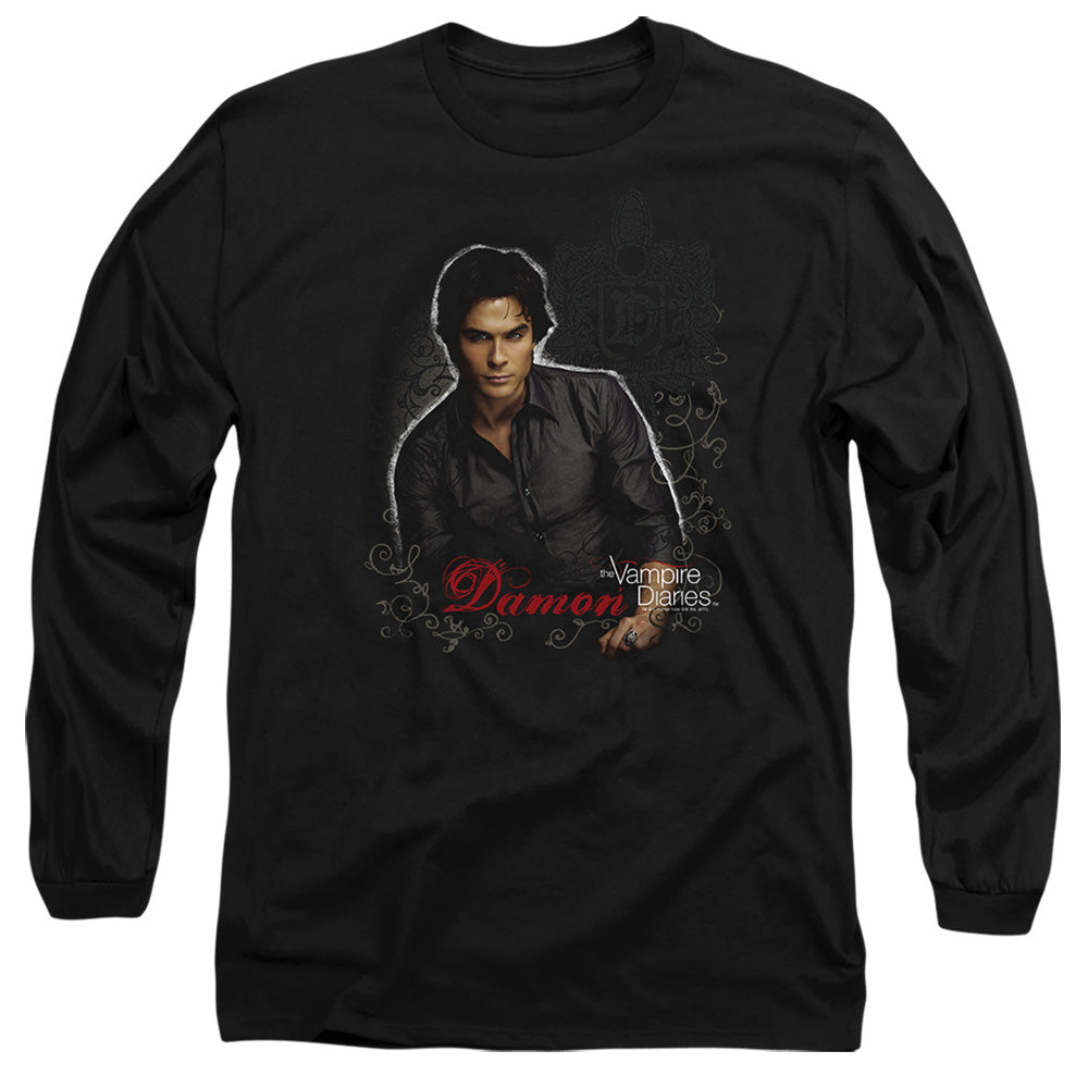 Vampire Diaries - Damon - Long Sleeve Adult 18/1 - Black T-shirt