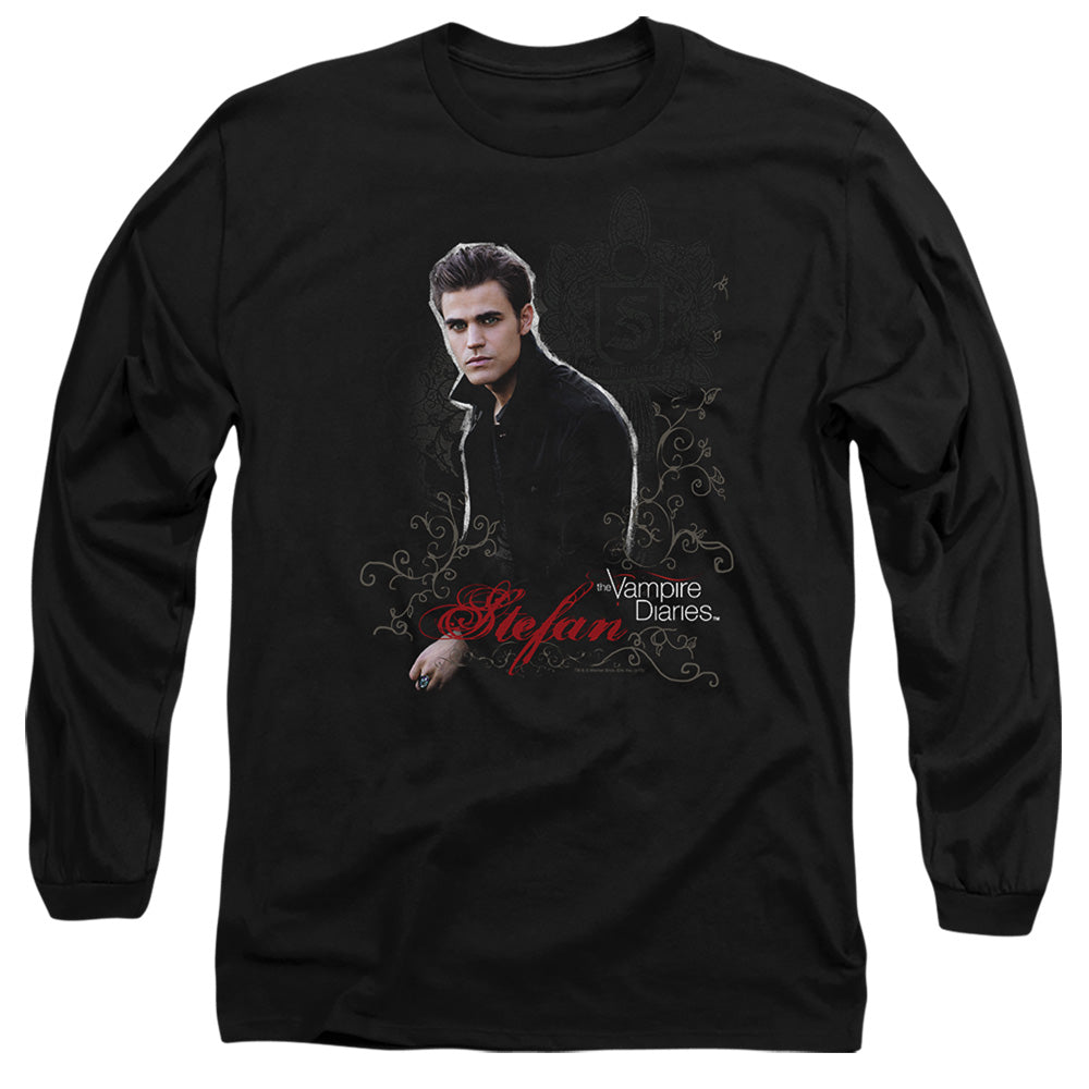 Vampire Diaries - Stefan - Long Sleeve Adult 18/1 - Black T-shirt