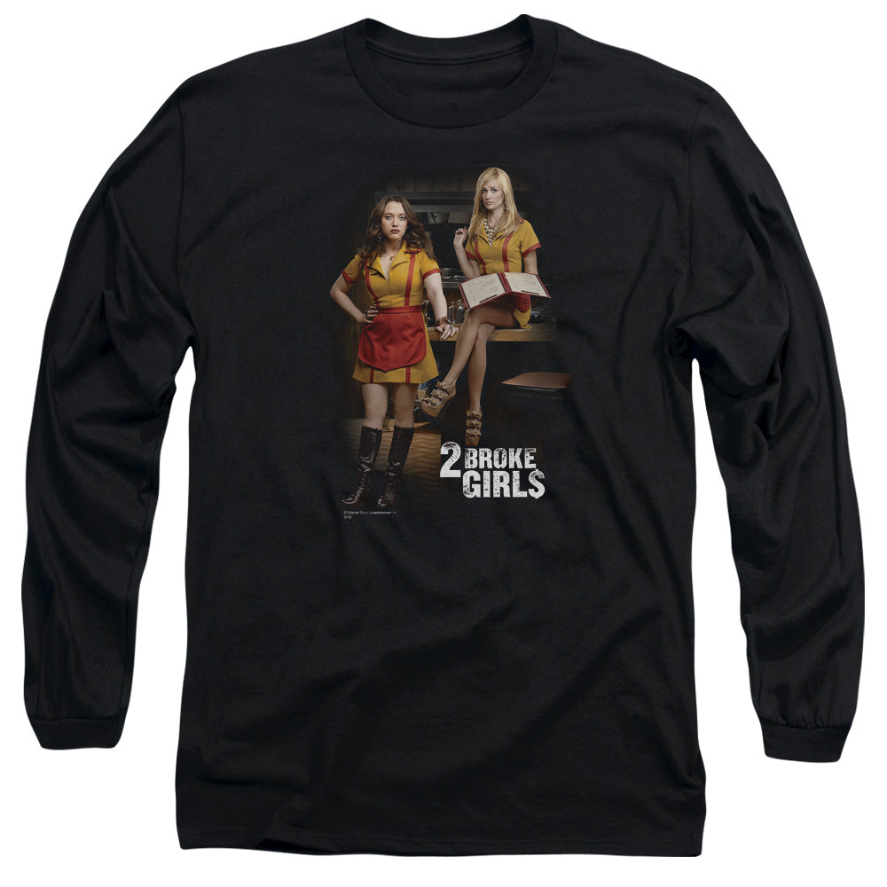 2 Broke Girls - Max & Caroline - Long Sleeve Adult 18/1 - Black T-shirt