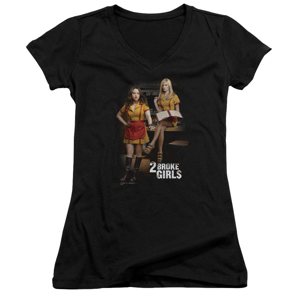 2 Broke Girls Max & Caroline - Junior V-neck - Black