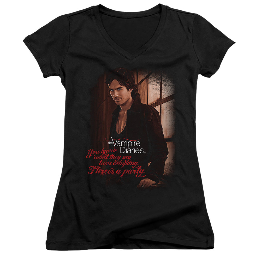 Vampire Diaries - Threes A Party - Junior V-neck - Black